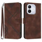 For Honor 400 Lite Line Pattern Skin Feel Leather Phone Case(Coffee)