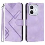 For Honor 400 Lite Global Line Pattern Skin Feel Leather Phone Case(Light Purple)