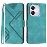For Honor 400 Lite Global Line Pattern Skin Feel Leather Phone Case(Light Blue)