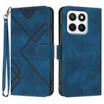 For Honor X8c 4G Line Pattern Skin Feel Leather Phone Case(Royal Blue)