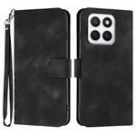 For Honor X8c 4G Line Pattern Skin Feel Leather Phone Case(Black)