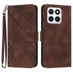 For Honor X8c 4G Line Pattern Skin Feel Leather Phone Case(Coffee)