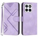 For Honor X8c 4G Line Pattern Skin Feel Leather Phone Case(Light Purple)