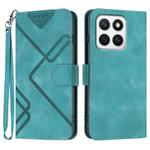 For Honor X8c 4G Line Pattern Skin Feel Leather Phone Case(Light Blue)