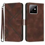 For Honor X60 GT Line Pattern Skin Feel Leather Phone Case(Coffee)