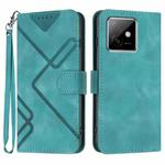 For Honor X60 GT Line Pattern Skin Feel Leather Phone Case(Light Blue)