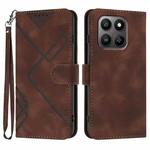 For Honor X5c Plus Line Pattern Skin Feel Leather Phone Case(Coffee)