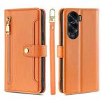 For Honor X50i 5G / 9 Lite Lite Sheep Texture Cross-body Zipper Wallet Leather Phone Case(Orange)