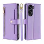 For Honor X50i 5G / 9 Lite Lite Sheep Texture Cross-body Zipper Wallet Leather Phone Case(Purple)