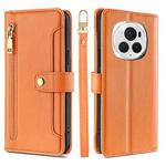 For Honor Magic6 Pro 5G Sheep Texture Cross-body Zipper Wallet Leather Phone Case(Orange)