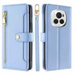For Honor Magic6 Pro 5G Sheep Texture Cross-body Zipper Wallet Leather Phone Case(Blue)