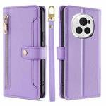 For Honor Magic6 Pro 5G Sheep Texture Cross-body Zipper Wallet Leather Phone Case(Purple)