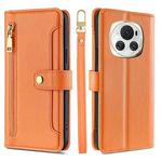 For Honor Magic6 5G Sheep Texture Cross-body Zipper Wallet Leather Phone Case(Orange)