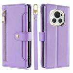 For Honor Magic6 5G Sheep Texture Cross-body Zipper Wallet Leather Phone Case(Purple)