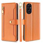 For Honor 200 5G Sheep Texture Cross-body Zipper Wallet Leather Phone Case(Orange)