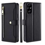 For Honor 200 Pro 5G Sheep Texture Cross-body Zipper Wallet Leather Phone Case(Black)