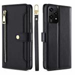 For Honor 200 Lite 5G Global Sheep Texture Cross-body Zipper Wallet Leather Phone Case(Black)