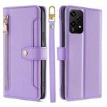 For Honor 200 Lite 5G Global Sheep Texture Cross-body Zipper Wallet Leather Phone Case(Purple)