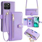 For Honor X8c 4G Sheep Texture Cross-body Zipper Wallet Leather Phone Case(Purple)