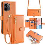 For Honor 400 Global 156.5mm Sheep Texture Cross-body Zipper Wallet Leather Phone Case(Orange)