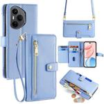 For Honor 400 Pro Global 160.8mm Sheep Texture Cross-body Zipper Wallet Leather Phone Case(Blue)