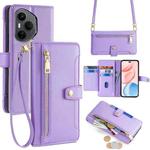 For Honor 400 Pro Global 160.8mm Sheep Texture Cross-body Zipper Wallet Leather Phone Case(Purple)
