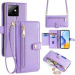 For Honor X60 GT 5G Sheep Texture Cross-body Zipper Wallet Leather Phone Case(Purple)