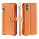 For Samsung Galaxy F14 5G Lite Sheep Texture Cross-body Zipper Wallet Leather Phone Case(Orange)