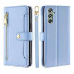 For Samsung Galaxy M34 5G / F34 5G Sheep Texture Cross-body Zipper Wallet Leather Phone Case(Blue)