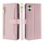 For Samsung Galaxy A05 4G Lite Sheep Texture Cross-body Zipper Wallet Leather Phone Case(Pink)