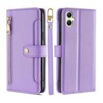 For Samsung Galaxy A05 4G Lite Sheep Texture Cross-body Zipper Wallet Leather Phone Case(Purple)