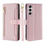 For Samsung Galaxy A05s 4G Lite Sheep Texture Cross-body Zipper Wallet Leather Phone Case(Pink)