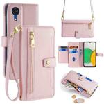 For Samsung Galaxy A03 Core Sheep Texture Cross-body Zipper Wallet Leather Phone Case(Pink)