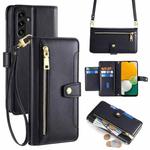 For Samsung Galaxy A13 5G Sheep Texture Cross-body Zipper Wallet Leather Phone Case(Black)