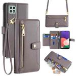 For Samsung Galaxy A22 5G Sheep Texture Cross-body Zipper Wallet Leather Phone Case(Grey)