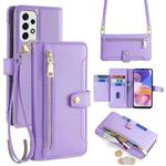 For Samsung Galaxy A23 Sheep Texture Cross-body Zipper Wallet Leather Phone Case(Purple)