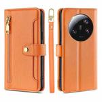 For Xiaomi 13 Ultra 5G Sheep Texture Cross-body Zipper Wallet Leather Phone Case(Orange)