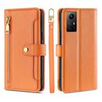 For Xiaomi Redmi Note 12S 4G Sheep Texture Cross-body Zipper Wallet Leather Phone Case(Orange)