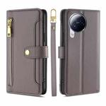 For Xiaomi Civi 3 5G Sheep Texture Cross-body Zipper Wallet Leather Phone Case(Grey)