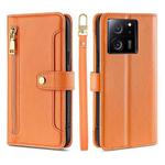 For Xiaomi Redmi K60 Ultra Sheep Texture Cross-body Zipper Wallet Leather Phone Case(Orange)