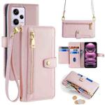 For Xiaomi Redmi Note 12 Pro Sheep Texture Cross-body Zipper Wallet Leather Phone Case(Pink)