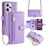 For Xiaomi Redmi Note 12 Pro Sheep Texture Cross-body Zipper Wallet Leather Phone Case(Purple)