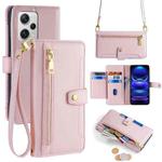 For Xiaomi Redmi Note 12 Pro+ Sheep Texture Cross-body Zipper Wallet Leather Phone Case(Pink)