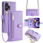 For Xiaomi Redmi Note 12 Turbo Sheep Texture Cross-body Zipper Wallet Leather Phone Case(Purple)