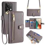 For Xiaomi Redmi Note 13 5G Sheep Texture Cross-body Zipper Wallet Leather Phone Case(Grey)