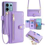 For Xiaomi Redmi Note 13 Pro 5G Sheep Texture Cross-body Zipper Wallet Leather Phone Case(Purple)