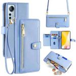 For Xiaomi 12 Lite Sheep Texture Cross-body Zipper Wallet Leather Phone Case(Blue)