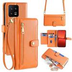 For Xiaomi 13 Sheep Texture Cross-body Zipper Wallet Leather Phone Case(Orange)