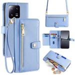 For Xiaomi 13 Pro Sheep Texture Cross-body Zipper Wallet Leather Phone Case(Blue)