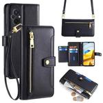 For Xiaomi Poco M5 4G Sheep Texture Cross-body Zipper Wallet Leather Phone Case(Black)